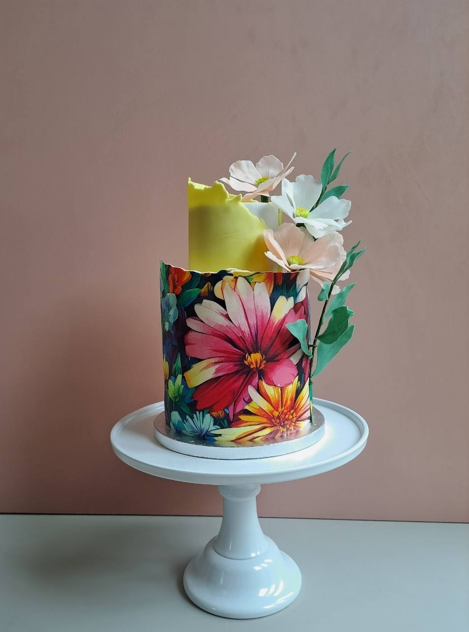 Bright floral celebration cake