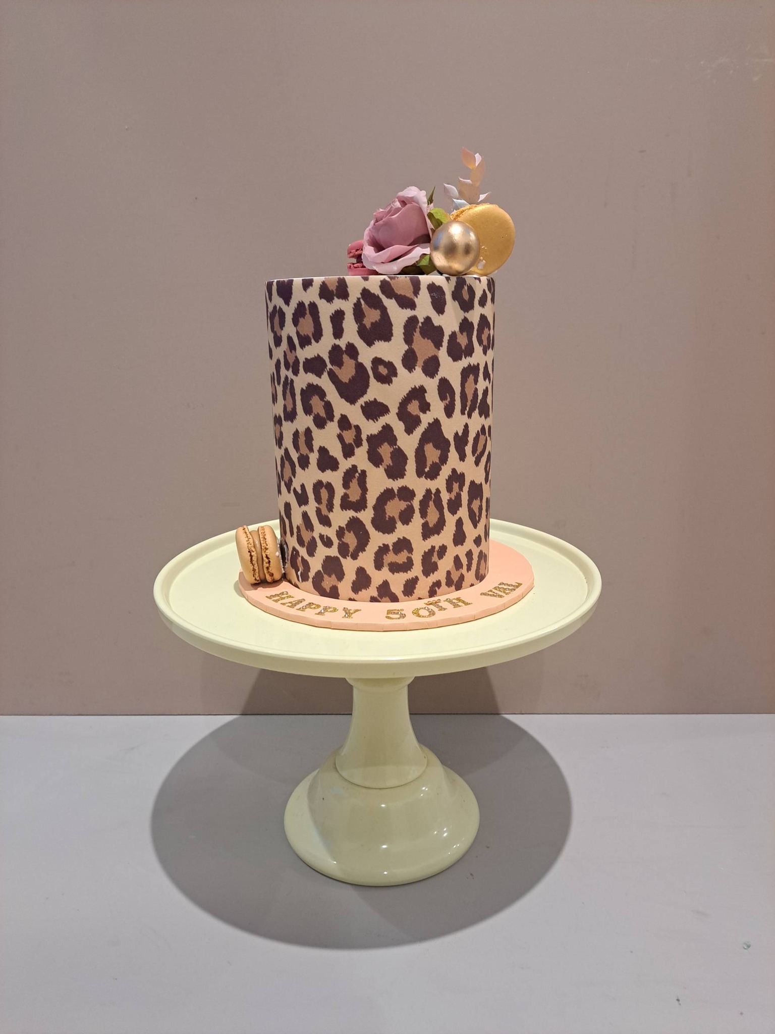 Leopard print birthday cake