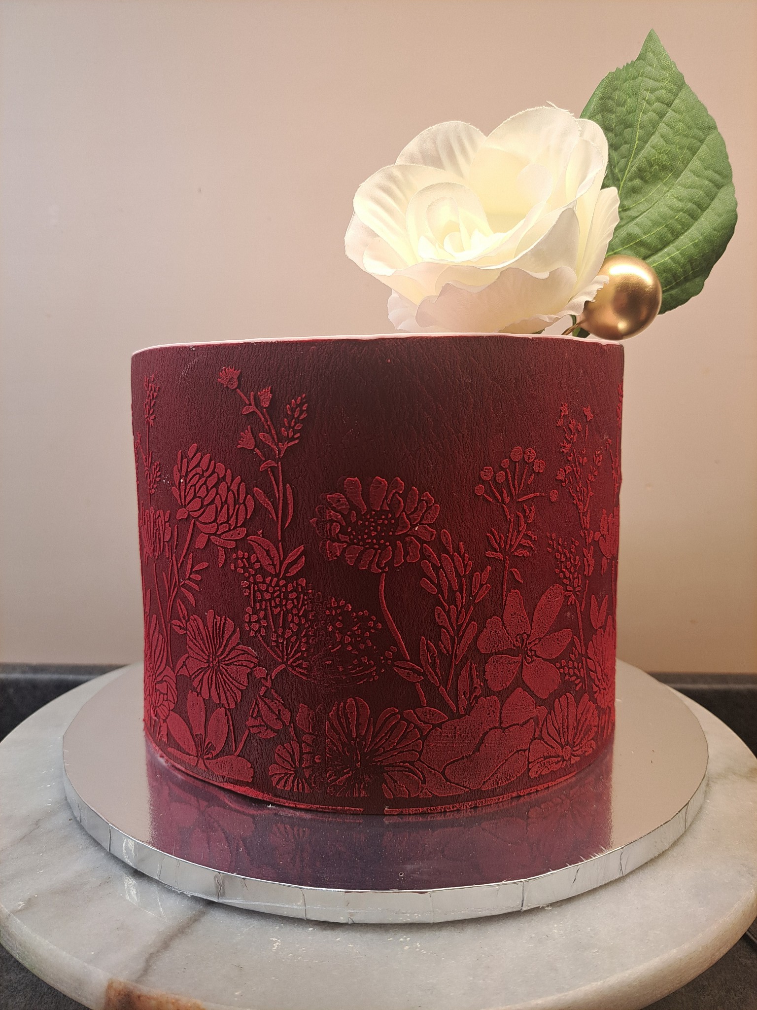 Red floral celebration cake
